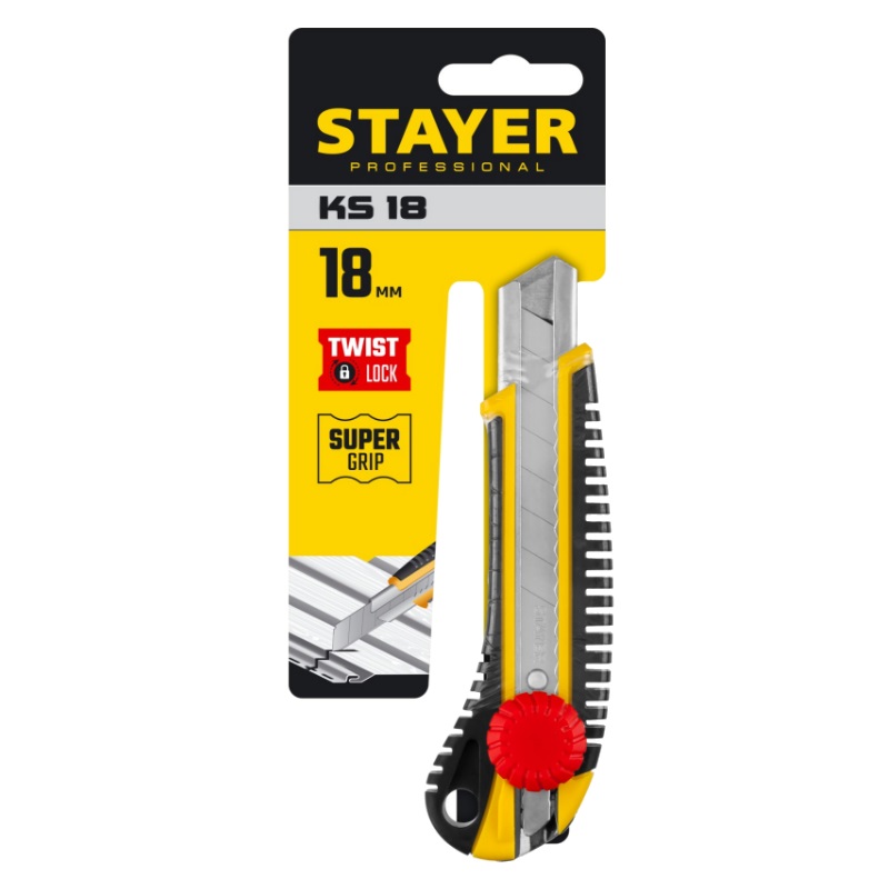Нож с винтовым фиксатором Stayer 09161_z01 (18 мм, ручка пластик) в Ярославле