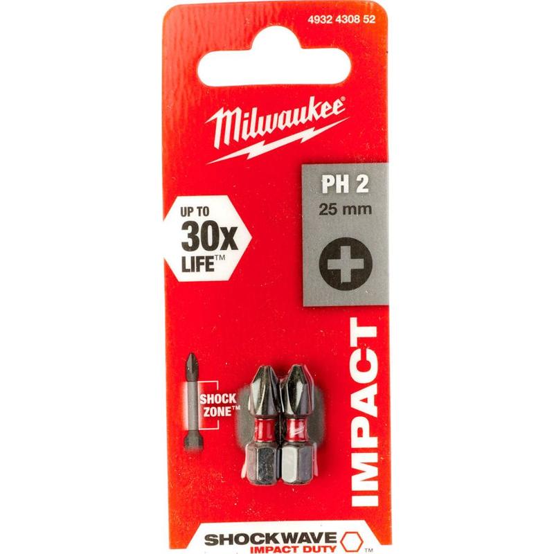 Набор бит Milwaukee Shockwave 4932430852 (PH2, 25 мм, количество 2 шт) в Иваново