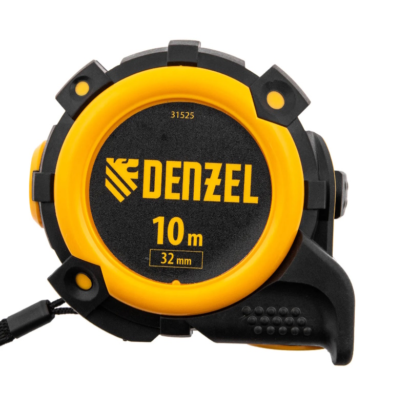 Рулетка Denzel 31525, 10м х 32мм, автоматическая фиксация, нейлоновое покрытие, магнитный зацеп, двухсторонняя разметка  в Рыбинске