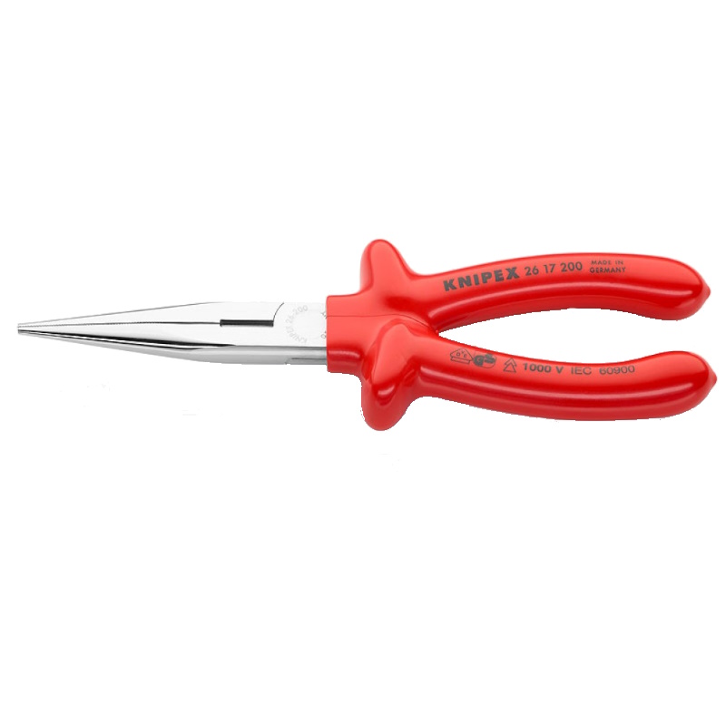 Длинногубцы с режущими кромками Knipex KN-2617200 VDE 200 мм хром обливные диэлектрические ручки 7409₽