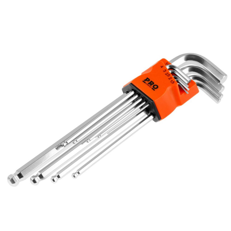 Набор ключей Pro Startul PRO-89609 шестигранные 15-10 мм 9 шт экстрадлинные с шаровым окончанием 558₽