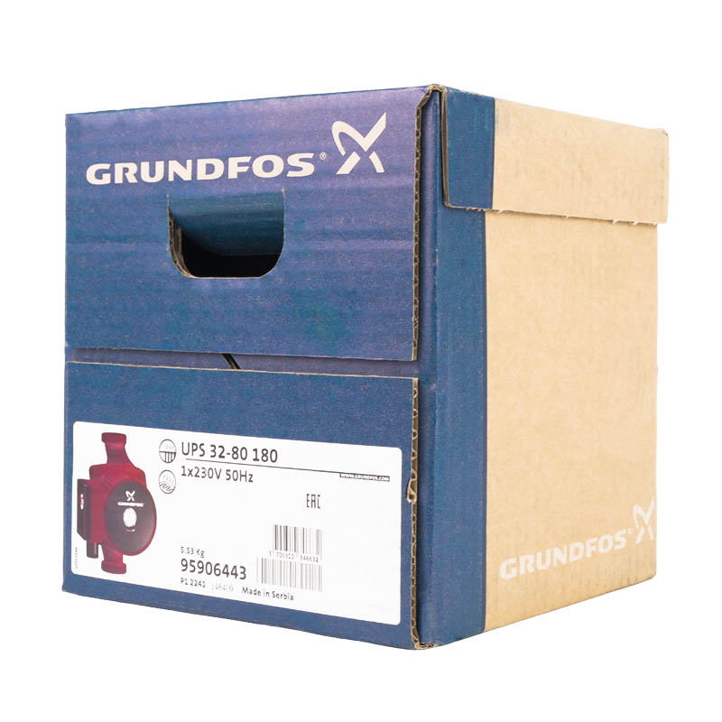 Насос циркуляционный Grundfos UPS 32-80/180 с гайками 95906443 (ip44, 173 лмин)