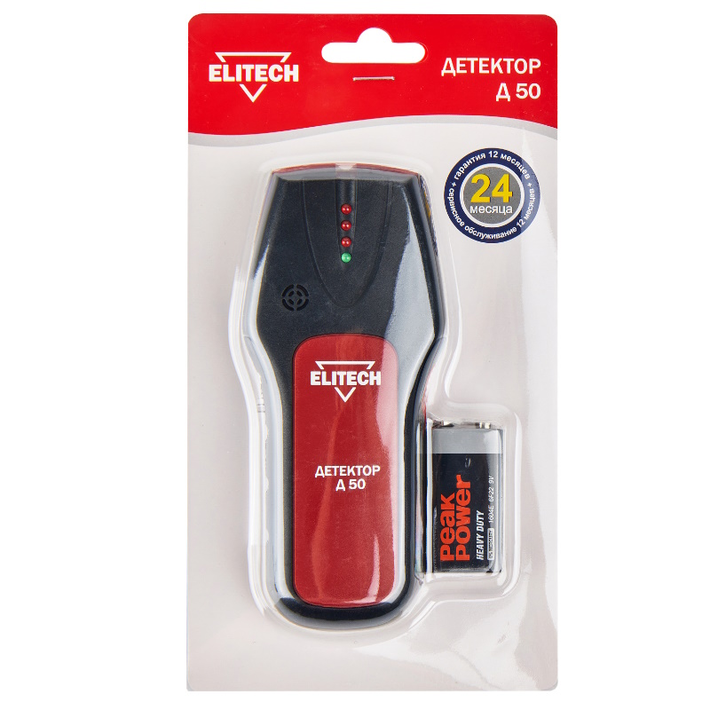 Детектор Elitech ДМ Д 50 182089, металл-38мм, немагнитные металлы-20мм в Рыбинске