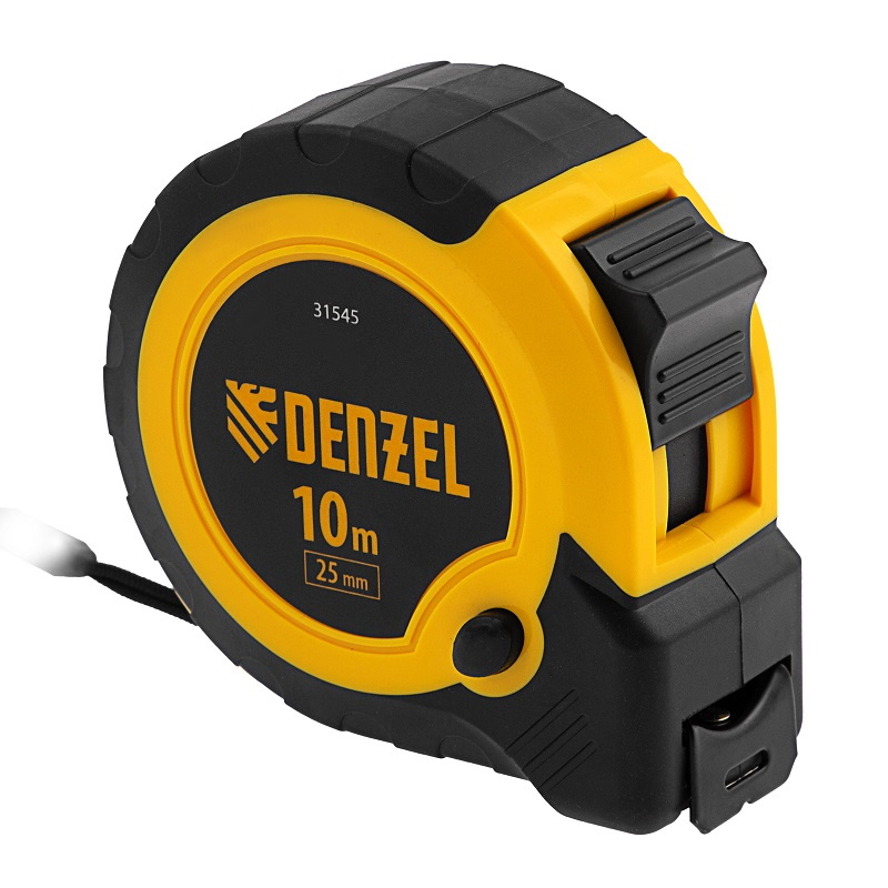Рулетка DENZEL 31545 10м х 25мм, двухкомп. корпус, кнопка-пауза  в Рыбинске