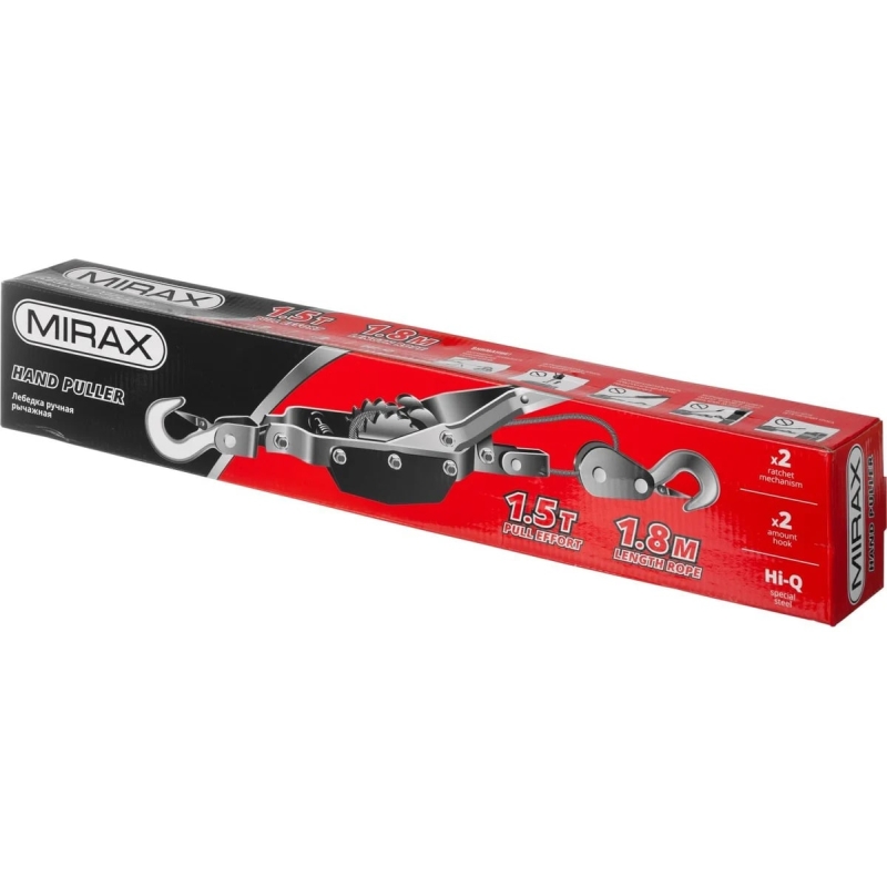 Лебедка ручная рычажная Mirax 43130-1.5 (тросовая, 1,5т, 1,8м) в Муроме