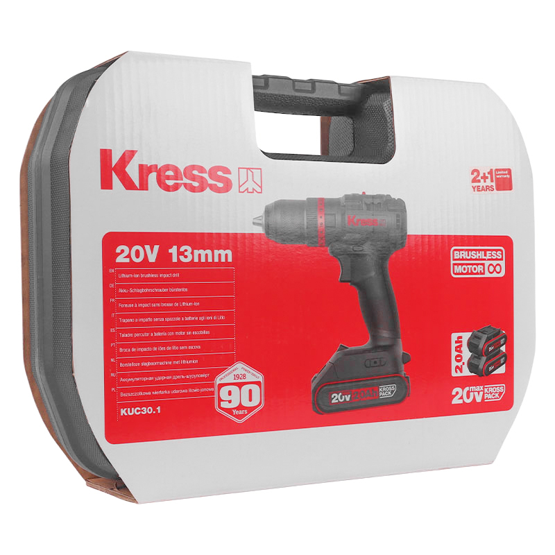 Дрель-шуруповерт аккумуляторная ударная Kress KUC30.1 20V (2xАКБ Li-ion 20 В, 2,0 Ач, ЗУ) в Александрове