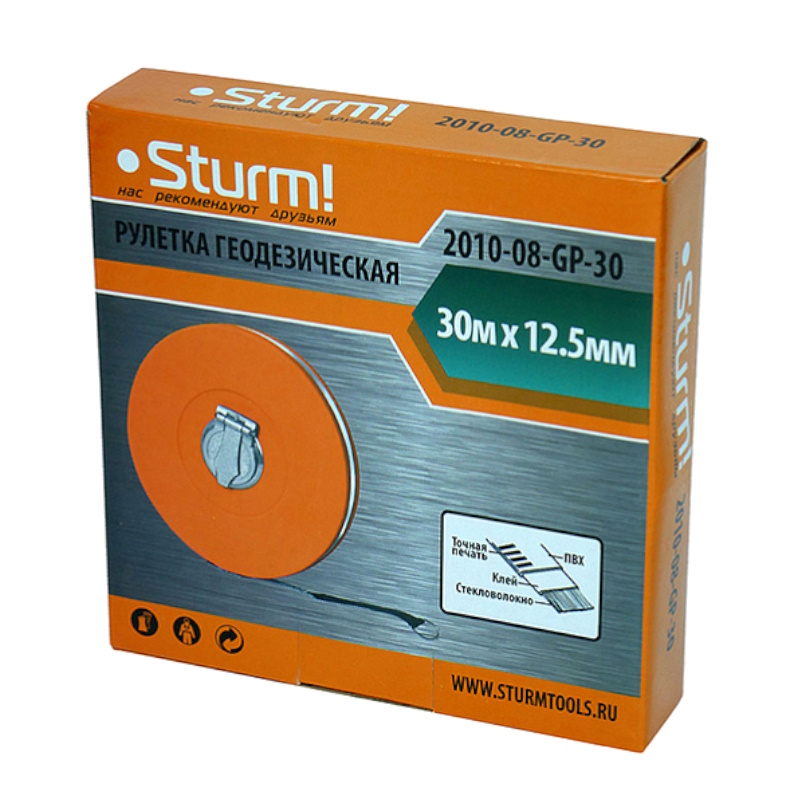 Рулетка геодезическая Sturm 2010-08-GP-30, закрытый корпус в Туле