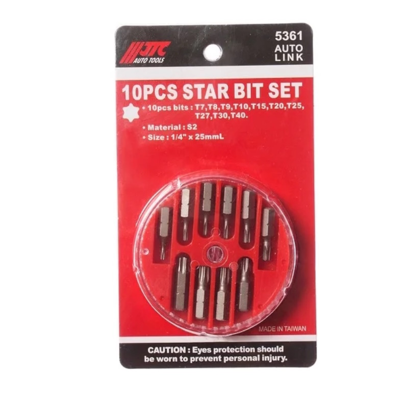 Набор бит JTC JTC-5361, 1/4"DR TORX T7-T40, 10 предметов в боксе  в Твери