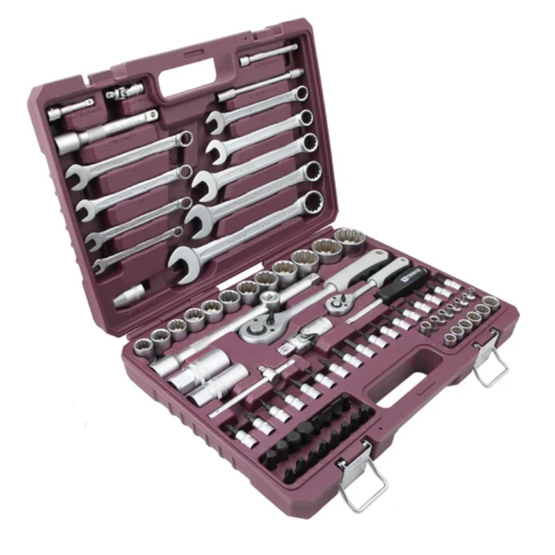 Набор инструмента универсальный Thorvik TS082/12 054008, 1/4", 1/2"DR с головками торцевыми 12-гранными, 82 предмета в Муроме