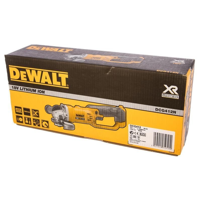 Угловая шлифмашина (болгарка) аккумуляторная DeWalt DCG412N, 125 мм, 18 В, без АКБ и ЗУ, плавный пуск в Твери
