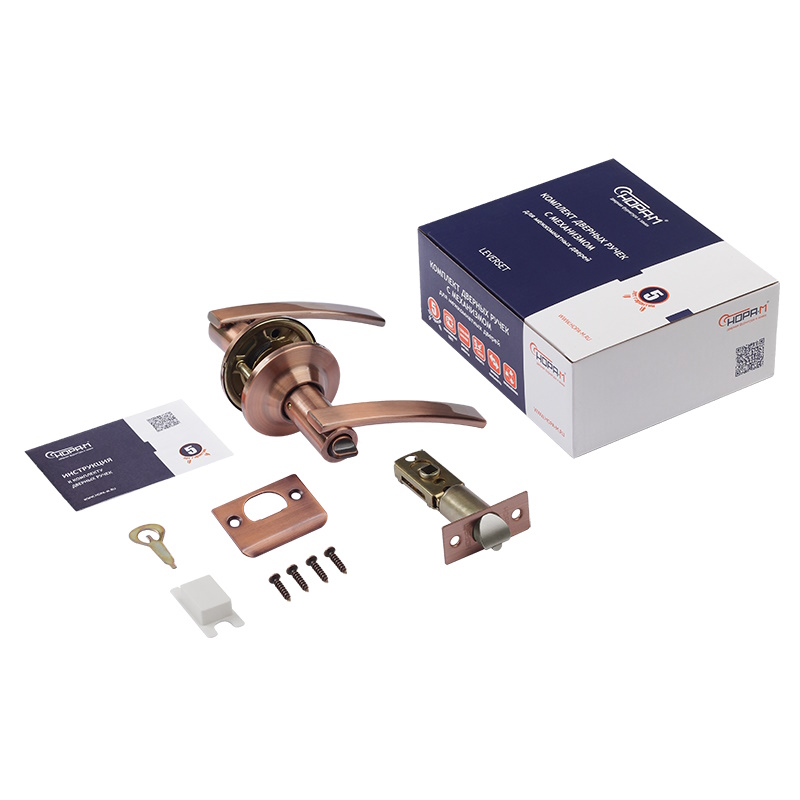 Ручка защелка Нора-М ТТ14-03 14036, нажимная для межкомн. дверей, Старая медь, фиксатор в Муроме