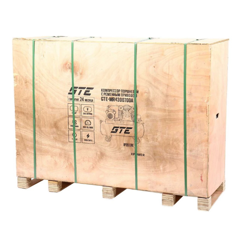 Компрессор поршневой с ременным приводом GTE GTE-MR4300700A, 380В, ресивер 300л, 700л/мин. в Муроме