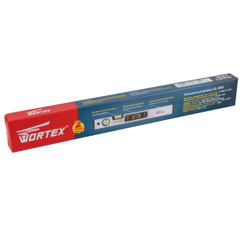 Уровень электронный Wortex DL 4000 0323007, 4х90, погр.: 0,1 мм, 400 мм