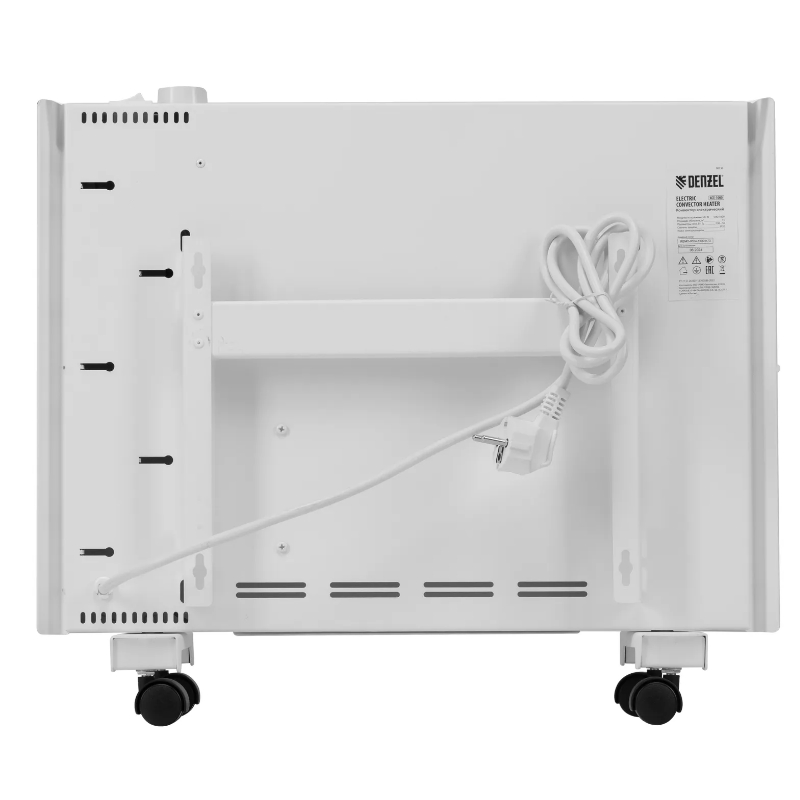 Конвектор электрический Denzel XCE-1000 98130,  230 В, 1000 Вт, белый, сушилка, колеса, Х-элемент в Вологде