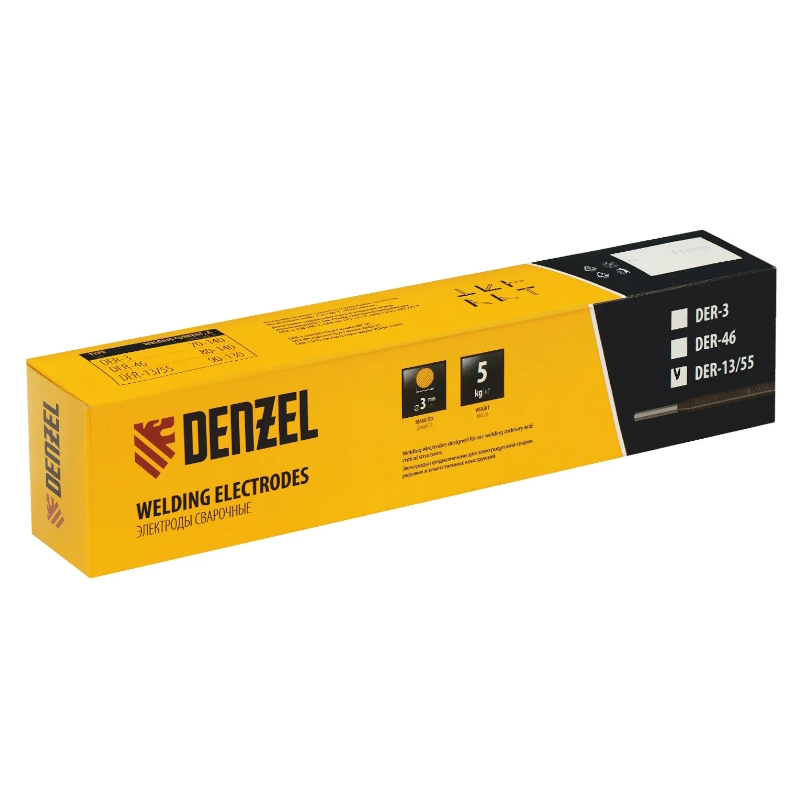 Электроды Denzel DER-13/55 97518, диаметр 3 мм, 5 кг, основное покрытие в Угличе