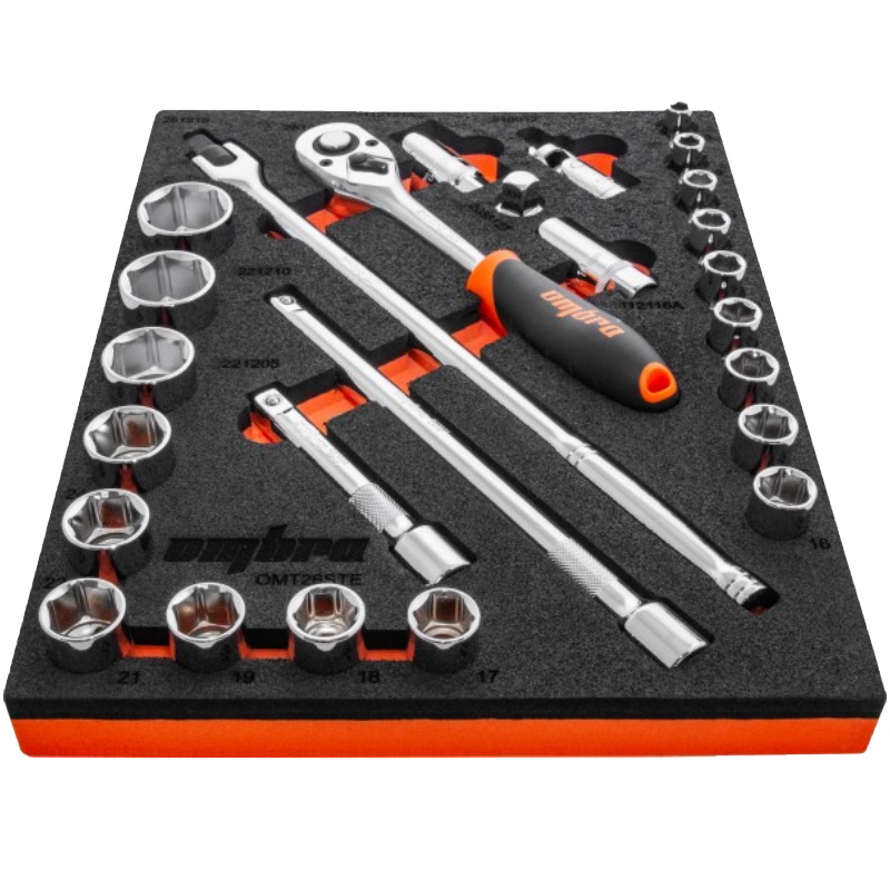 Набор головок торцевых Ombra OMT26STE 056134, 1/2" DR 8-32 мм, с аксессуарами, в EVA ложементе 280х375 мм, 26 предметов в Александрове