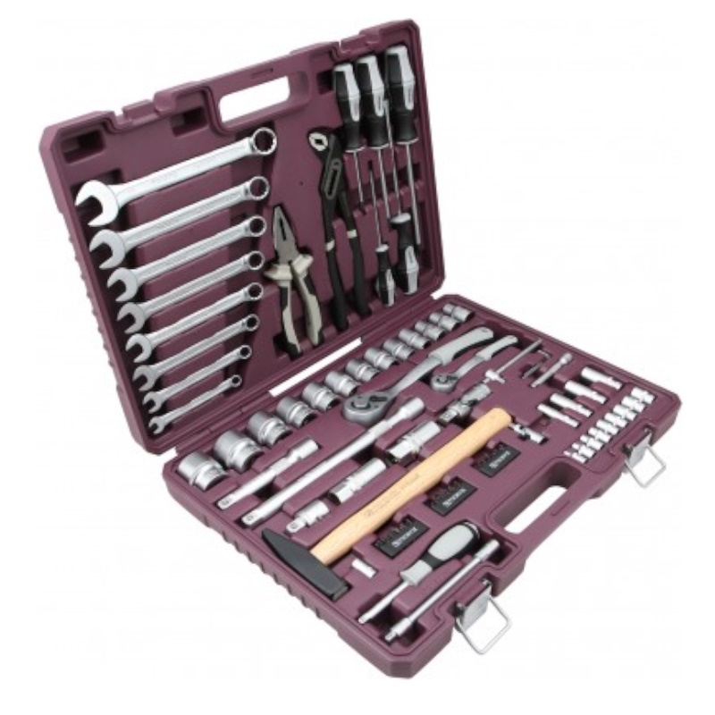 Набор инструмента универсальный Thorvik TS077/12 054006, 1/4", 1/2"DR с головками торцевыми 12-гранными, 77 предметов