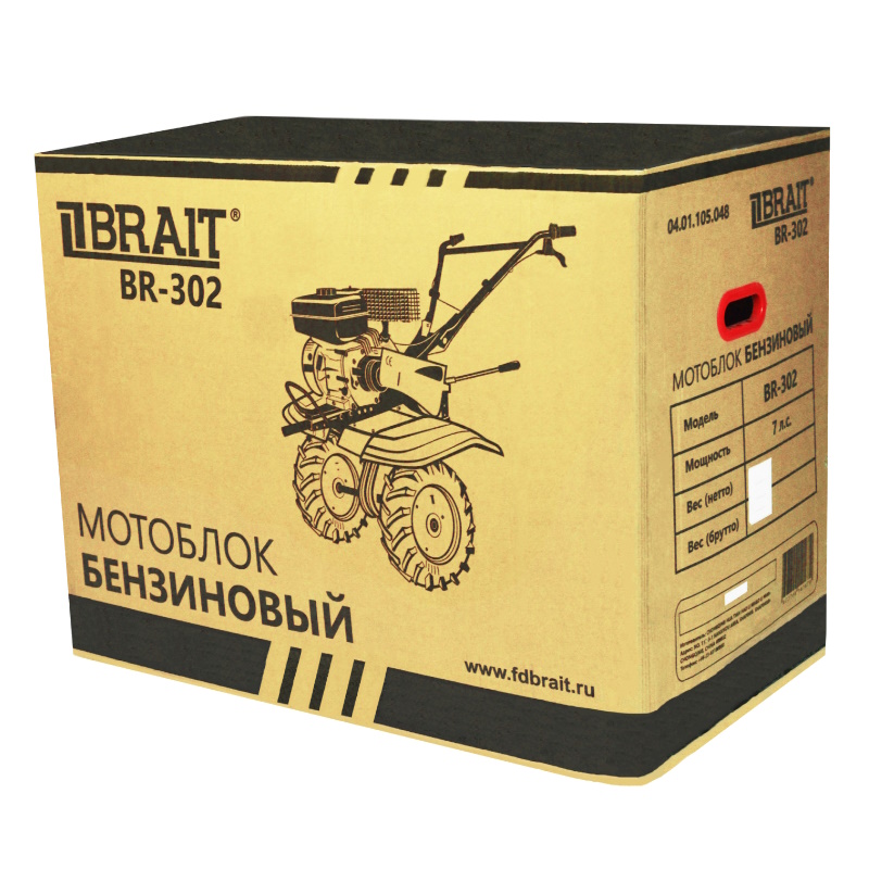 Бензиновый мотоблок Brait BR-302, 7 л.с., 3 вперед / 1 назад, редуктор шестерёнчато-цепной, 04.01.105.048 в Рыбинске
