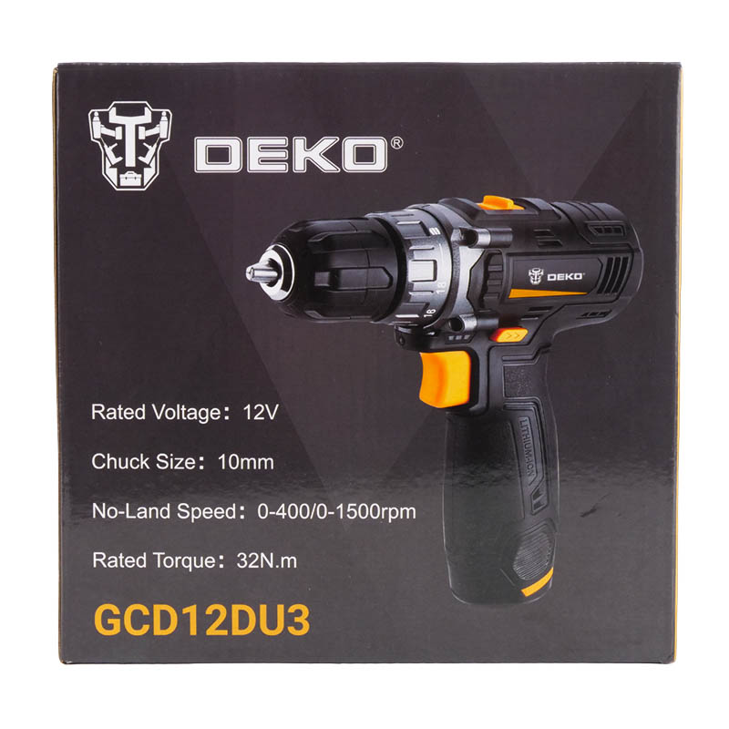 Аккумуляторная дрель-шуруповерт Deko GCD12DU3 063-4096 (1,5 Ач, напряжение аккумулятора 12 В) в Коврове
