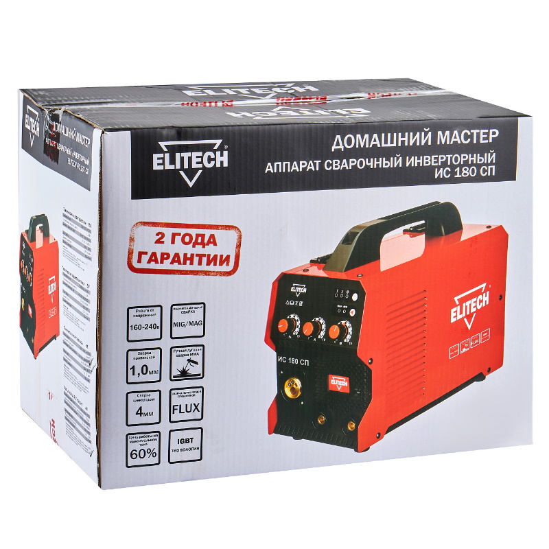 Инвертор Elitech ДМ ИС 180 СП 204754, MIG/MAG, 220В, 5.2 кВт, 30-180A(MIG), 20-180А(MMA) в Череповце