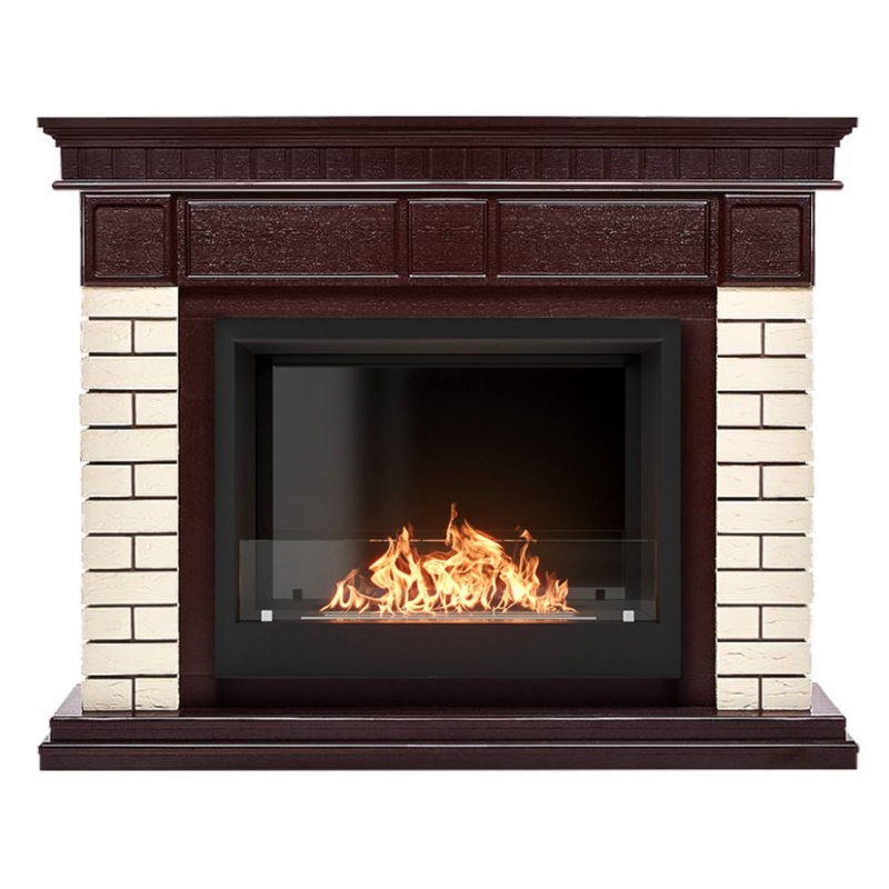 Каминокомплект Firelight НС-1660820: Биокамин BFP/P-2520, портал Bricks 25 камень бежевый, шпон темный дуб в Твери
