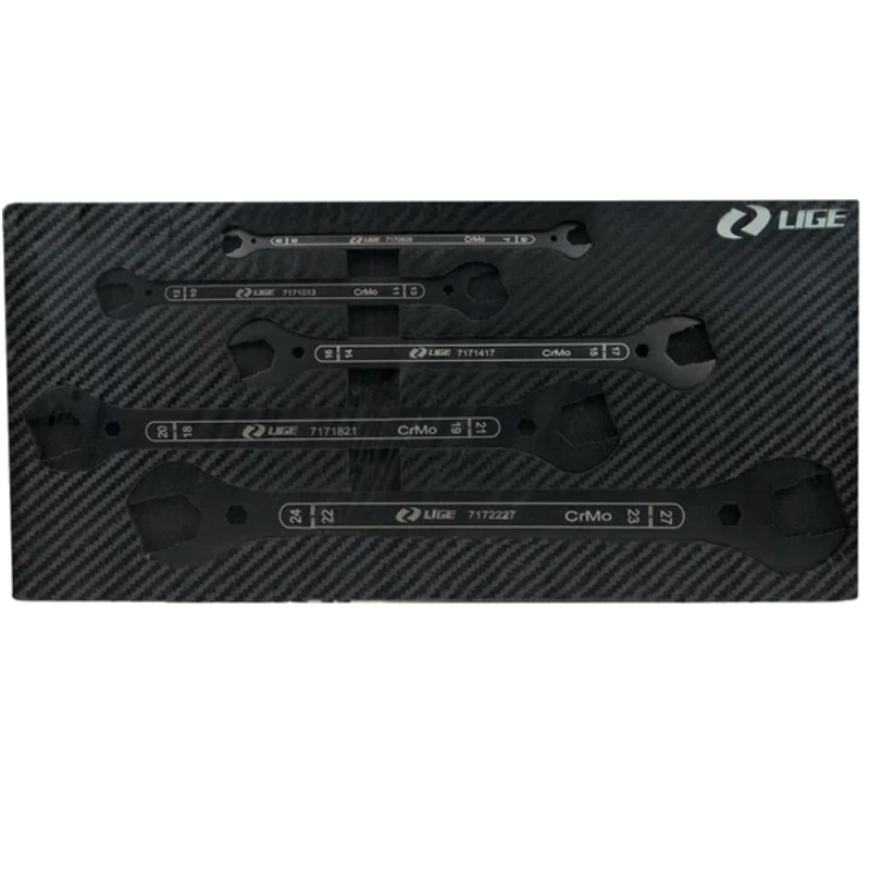 Набор ключей рожковых Lige LG-S71705, ударных, супертонких, 5 предметов, 6-8/7-9; 10-12/11-13; 14-16/15-17; 18-20/19-21; 22-24/23-27 мм, в ложементе в Коврове