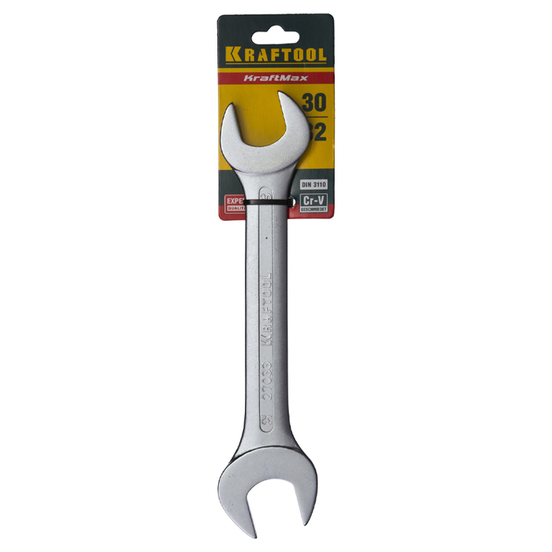 Ключ гаечный рожковый Kraftool EXPERT 27033-30-32, Cr-V сталь, хромированный, 30х32мм в Туле