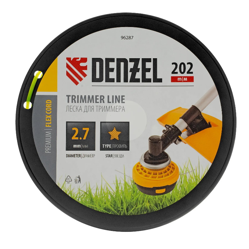 Леска для триммера Denzel FLEX CORD 96287, звезда, 2.7 мм х 202 м, на DIN катушке