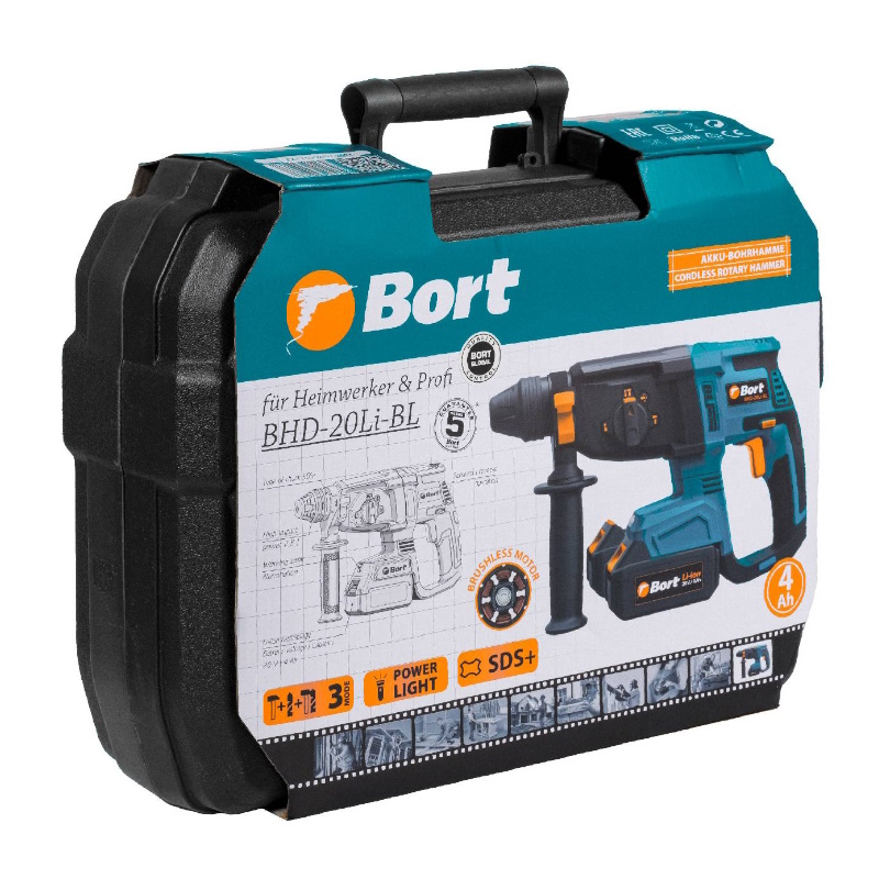 Аккумуляторный перфоратор Bort BHD-20Li-BL 93412697 в кейсе в Твери