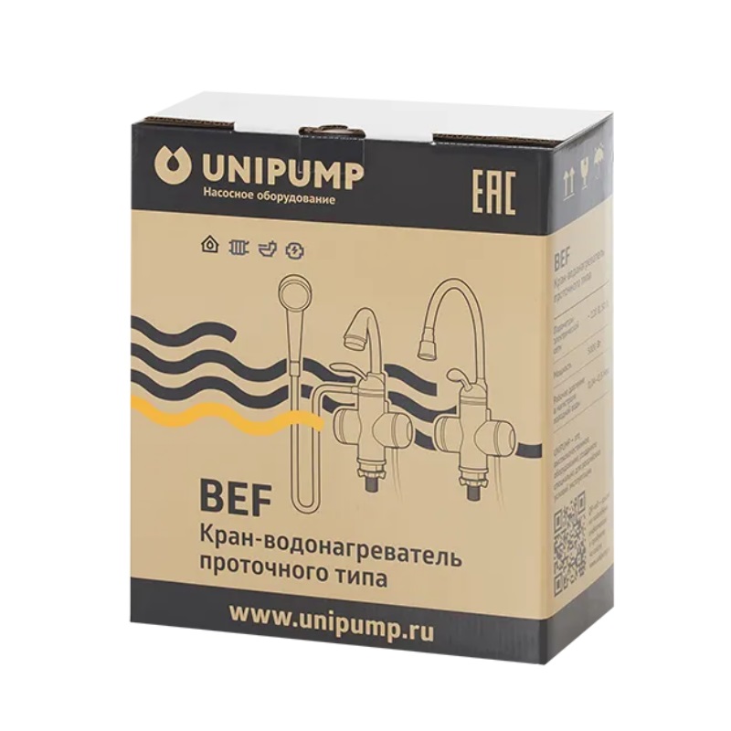 Кран-водонагреватель проточного типа Unipump BEF-001-03, 3 кВт, с душевой лейкой 59386 в Туле