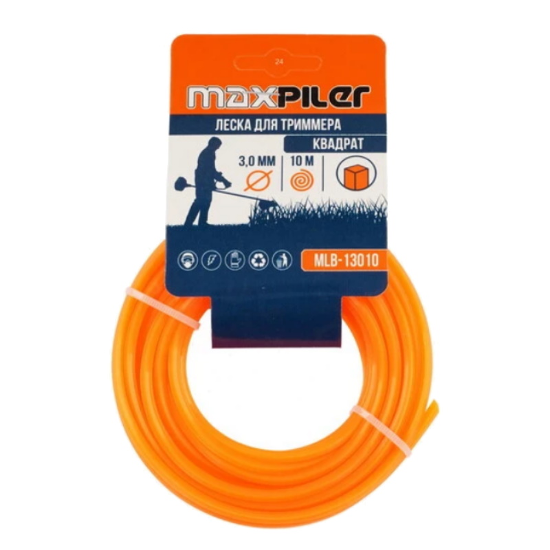 Леска для триммера Maxpiler MLB-13010, 3 мм*10 м, квадрат, картон в Иваново