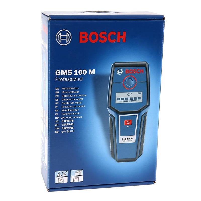 Детектор проводки Bosch Gms 100 M Professional 0.601.081.100 (глубина обнаружение 50-100 мм, батарея 9в) в Твери