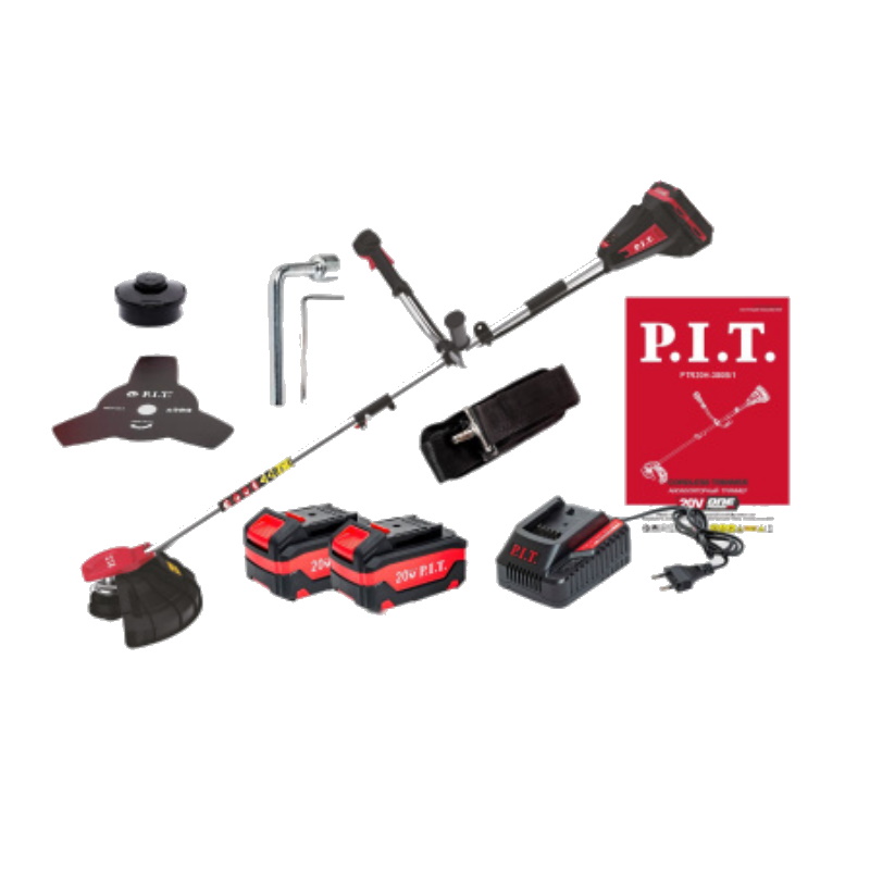 Триммер аккумуляторный бесщёточный P.I.T. PTR20H-380B/1, 20 В+20 В, Ø255/380 мм, верхний двигатель, 2 акб 4 Ач, ЗУ в Муроме