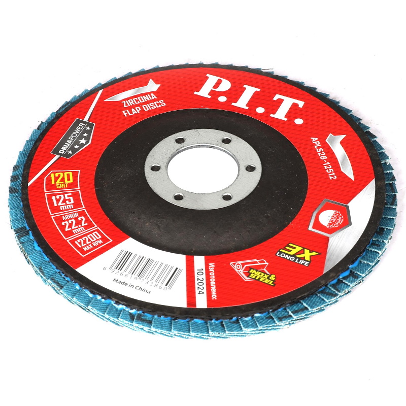 Круг лепестковый шлифовальный P.I.T. ZA120 DRUA APLS26-12512, 125x22,2 мм, циркониевый корунд