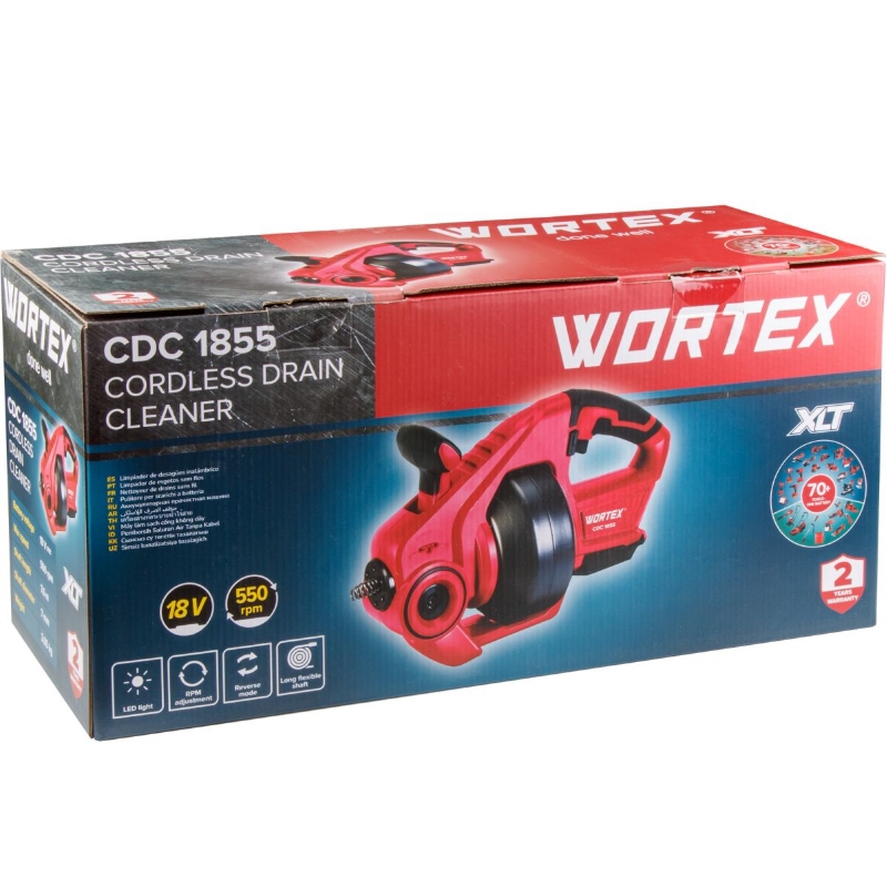 Аккумуляторная прочистная машина Wortex CDC 1855 ALL1 XLT SOLO 1334781, 0-550 об/мин, трос 7,6 м. в Твери