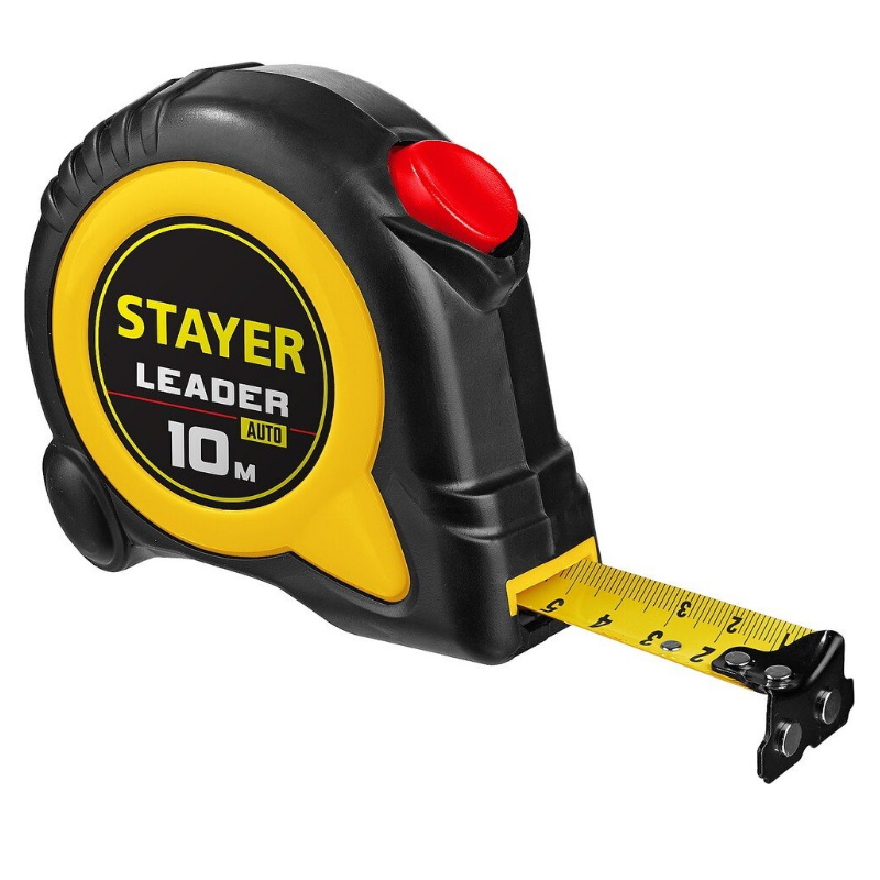 Рулетка Stayer Leader 3402-10-25, 10м / 25мм с автостопом в ударостойком обрезиненном корпусе  в Череповце
