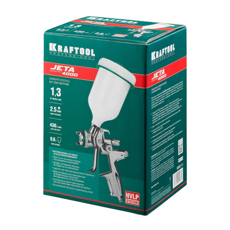 Краскопульт пневматический Kraftool "PRO" Jeta 4000 06555-1.3 HVLP 1,3мм в Рыбинске