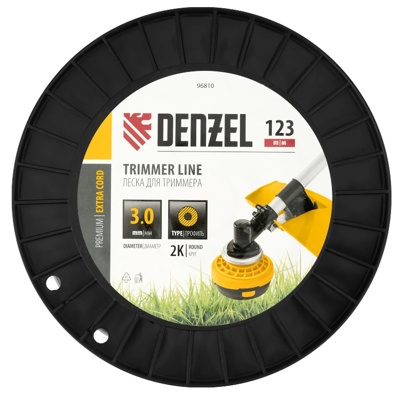 Леска для триммера Denzel  EXTRA CORD, 96810, двухкомпонентная, круглая, 3,0мм х 123м, на DIN катушке в Туле