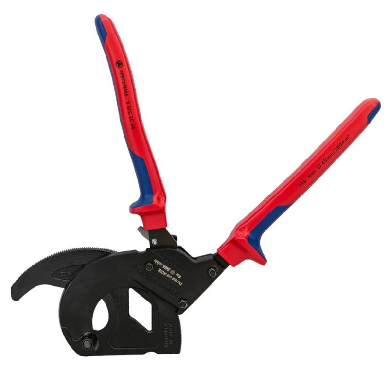 Кабелерез c трещоткой Knipex KN-9532315A, для кабелей со стальным армированием, SWA Ø 45 мм (380 мм²/MCM 750), длина 31