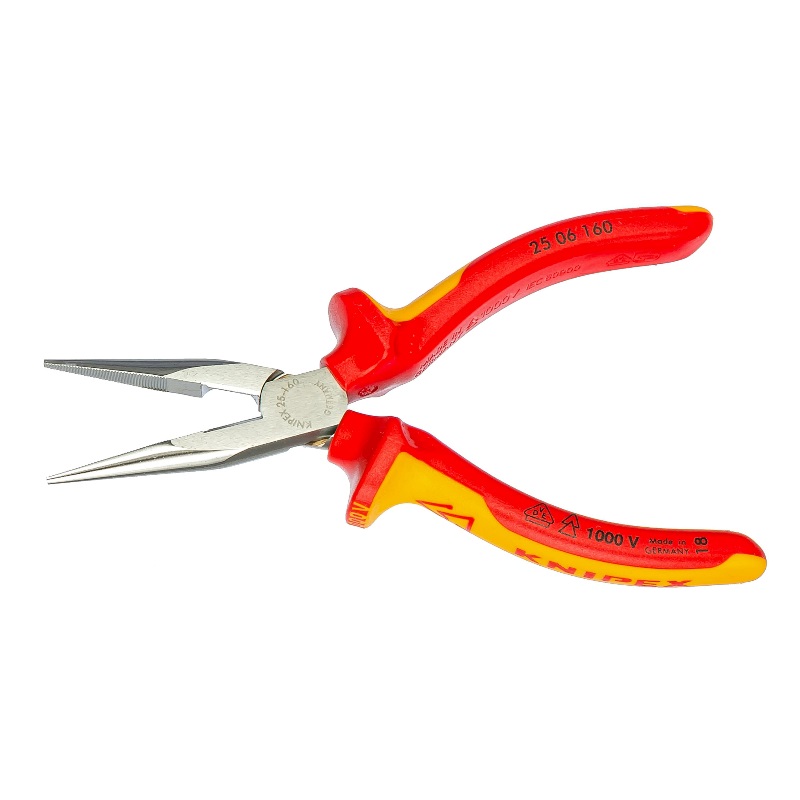 Круглогубцы радиомонтажные с плоскими губками и режущими кромками Knipex KN-2506160, хромированные, 160 мм