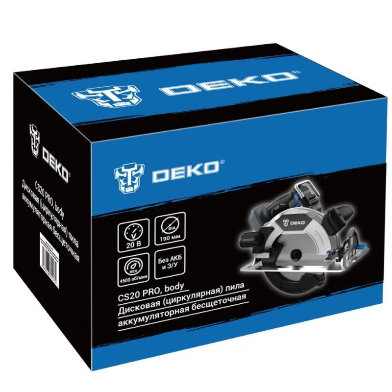 Дисковая (циркулярная) пила аккумуляторная Deko CS20 PRO 084-1156, 20В, 190мм, без АКБ и з/у в Муроме