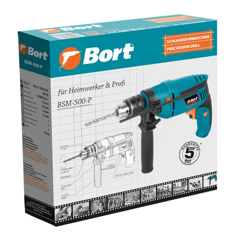 Дрель ударная Bort BSM-500-P 93729080 в Костроме