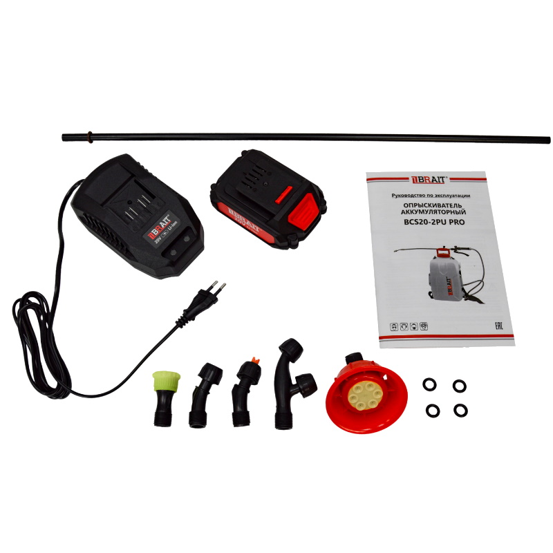 Опрыскиватель аккумуляторный Brait BCS20-2PU PRO 21.01.225.101, 20 В, 2.0 Ач, Li-ion, объем бака 12 л в Рыбинске