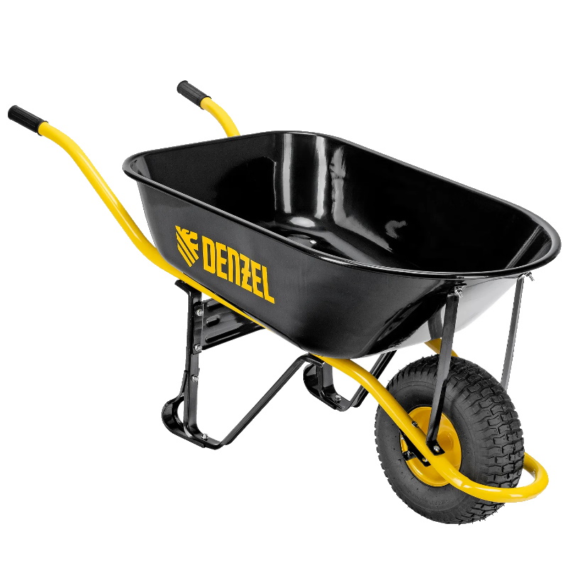 Тачка строительная Denzel 689965, усиленная, объем 130 л, 230 кг, колесо 15х6.00-6