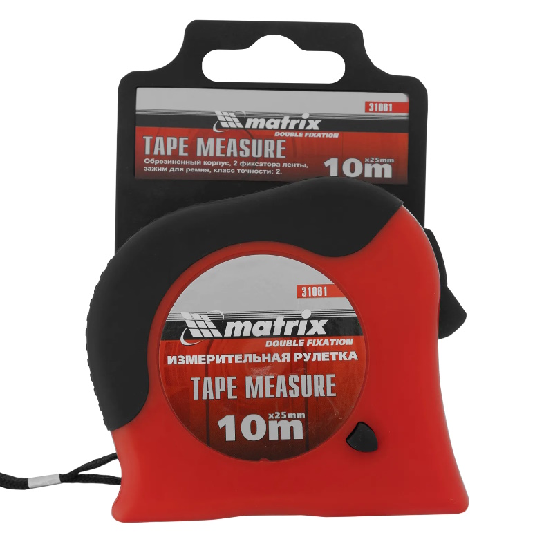 Рулетка MTX Double fixation 310619, 10 м х 25 мм, обрезиненный  корпус, двойная плавная фиксация в Вологде