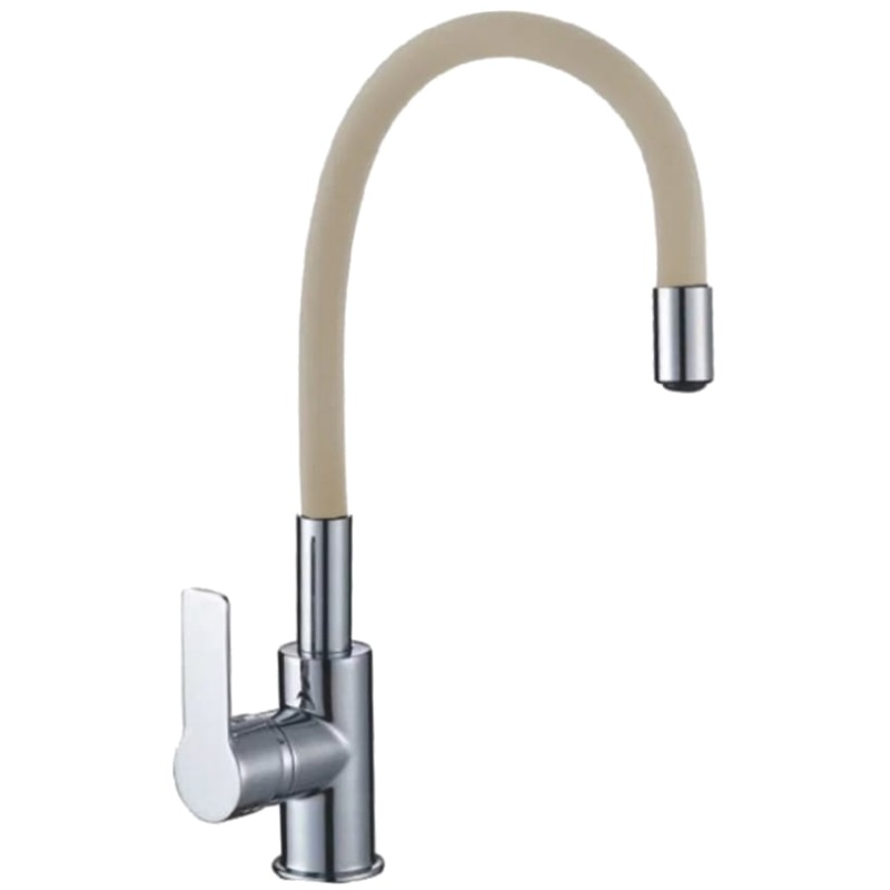 Смеситель для кухни Gota Rocio Santa-Barbara G302539, с силиконовым изливом, с гайкой, картридж 35 мм, бежевый  в Туле