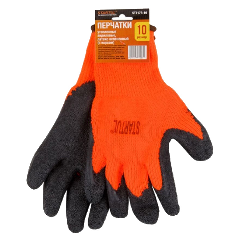 Перчатки утепленные Startul ST7178-10 акриловые с ворсом латексное рельефное покрытие 10 р-р 240₽