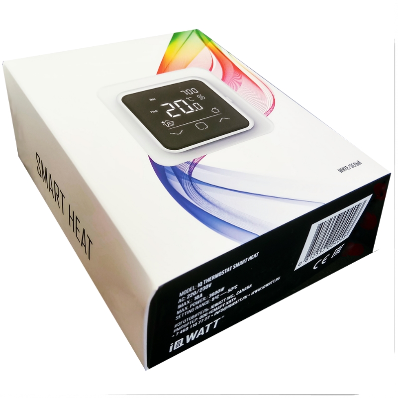 Терморегулятор программируемый с сенсорным Iqwatt IQ THERMOSTAT SMART HEAT 00408 (белый) в Угличе