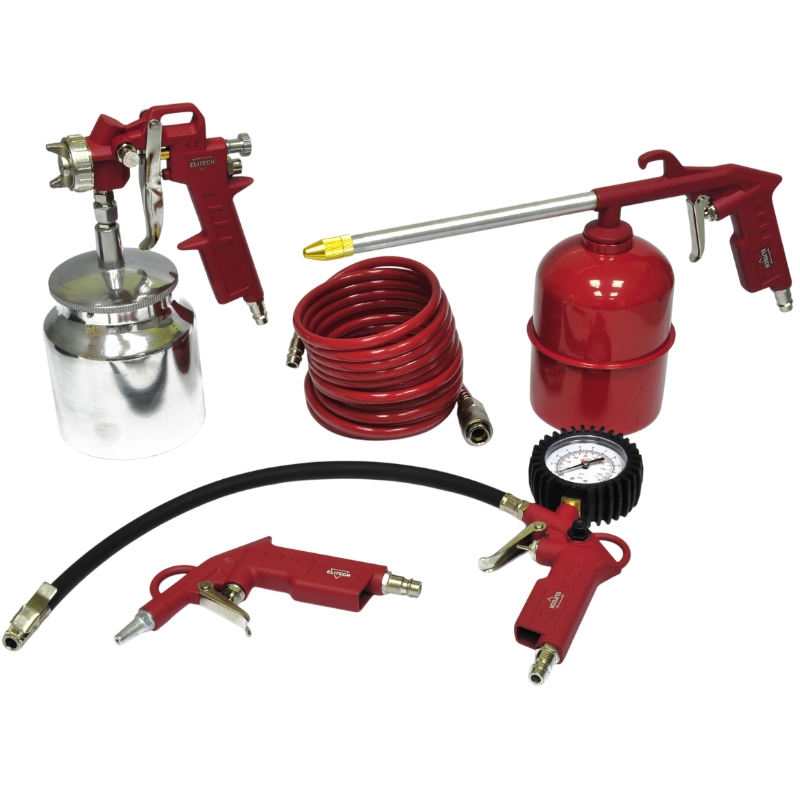 Набор пневмоинструментов Elitech 0704012100 186318пистолеты продмовилнакшинкраскопульт метнижнбак 5шт 2989₽