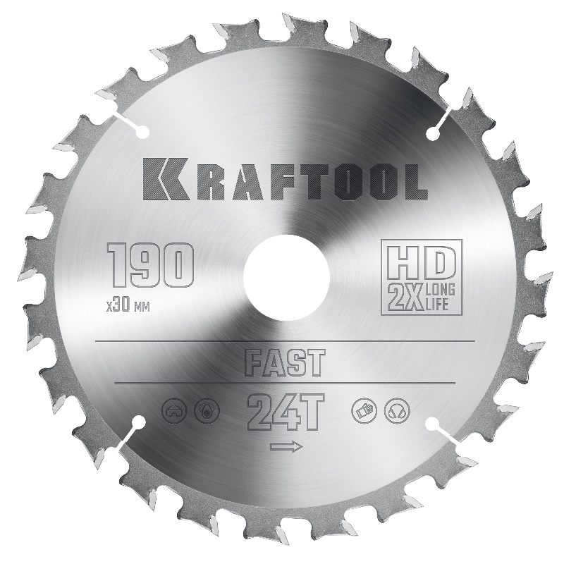 Пильный диск по дереву Kraftool Fast 36950-190-30 190 х 30 мм 24Т 947₽